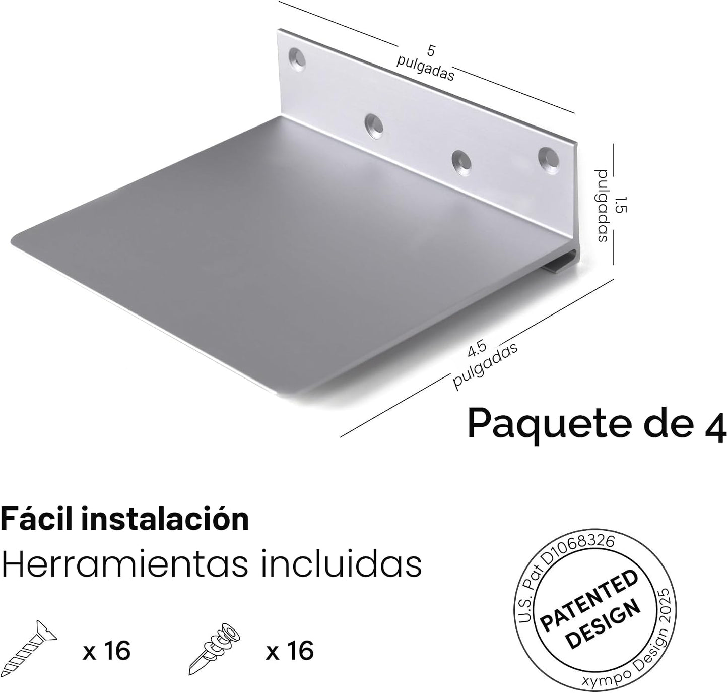 Estantería flotante invisible aluminio set 4