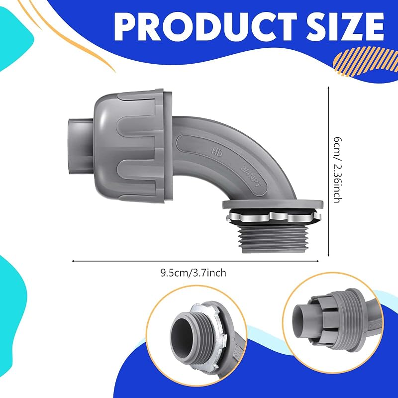 Conector hermético 3/4" no metálico flexible para PVC cocina