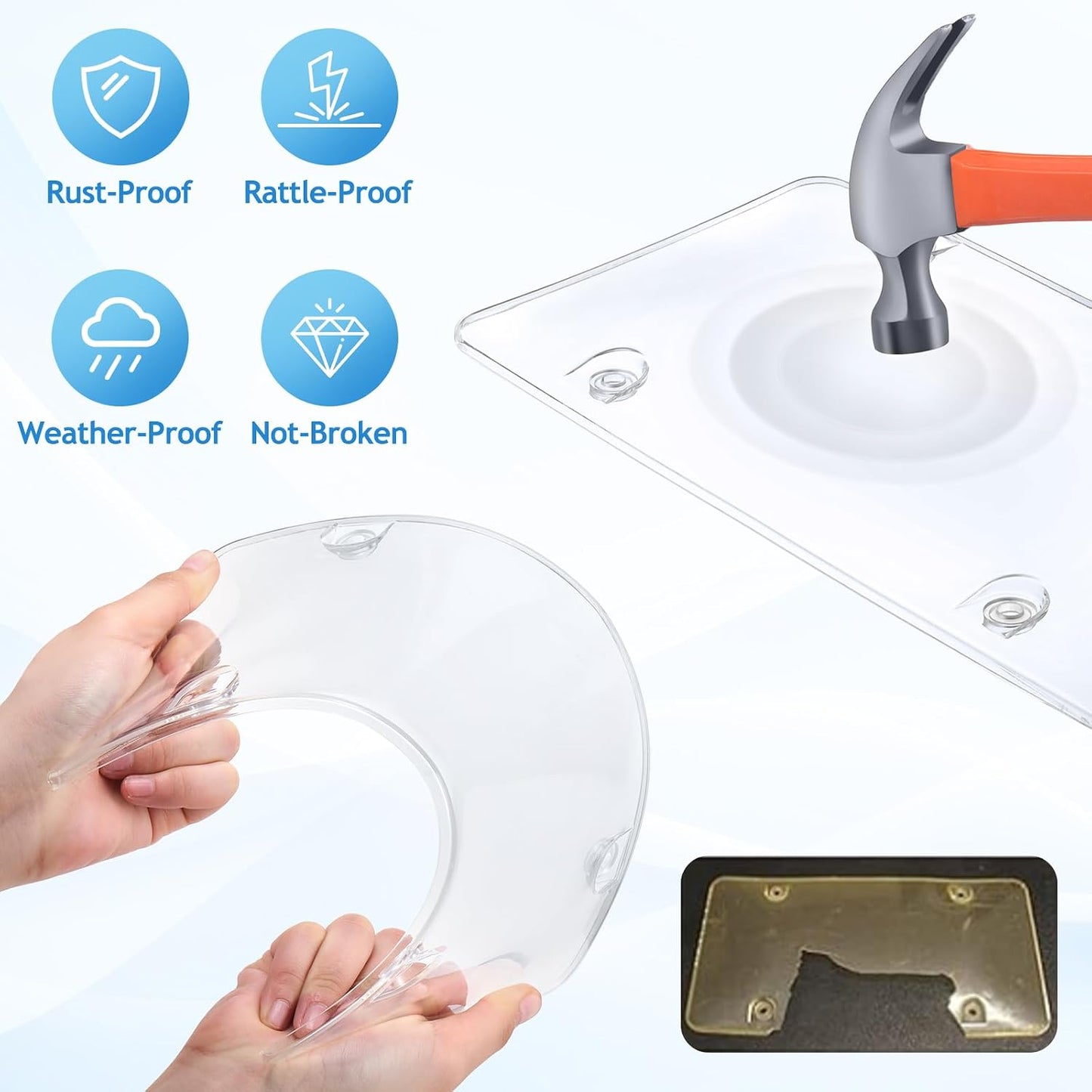 2 Cubiertas transparentes para placas de matrícula con tornillos