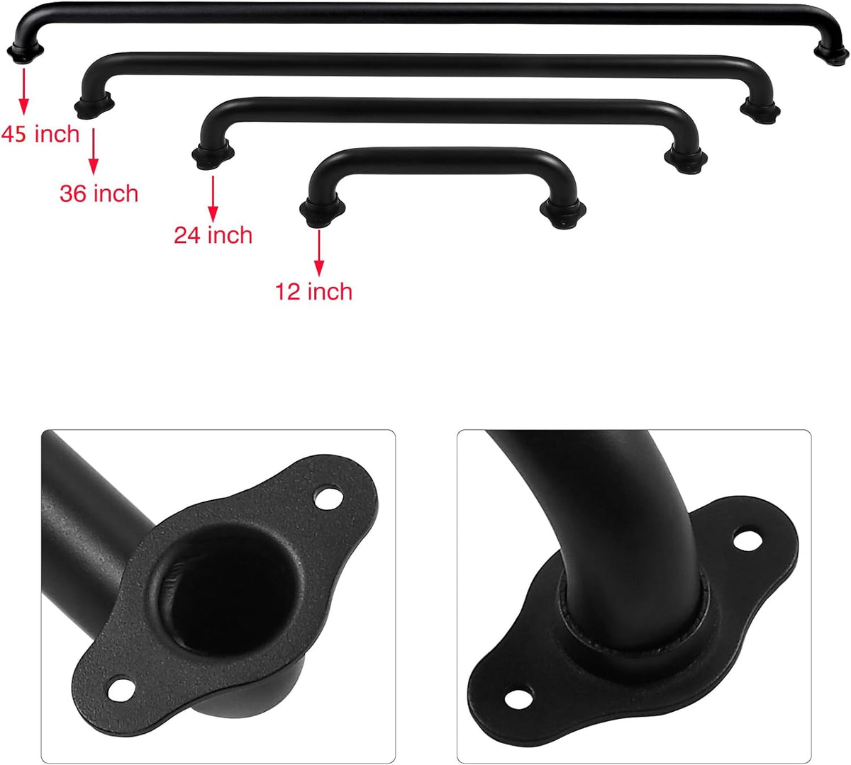 Barandilla escalera metal negro 36pulg interiores y exteriores