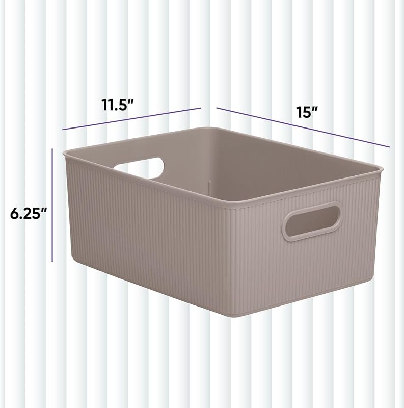 Cestas organizadoras plástico gris pardo 8 Uds 15L