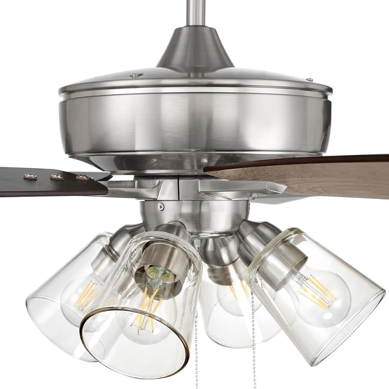 Ventilador techo 60pulg LED 5 cuchillas madera nogal gris