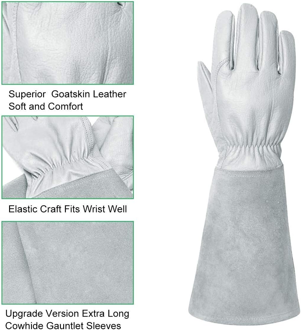 Guantes poda piel cabra y oveja protege brazos hasta codo