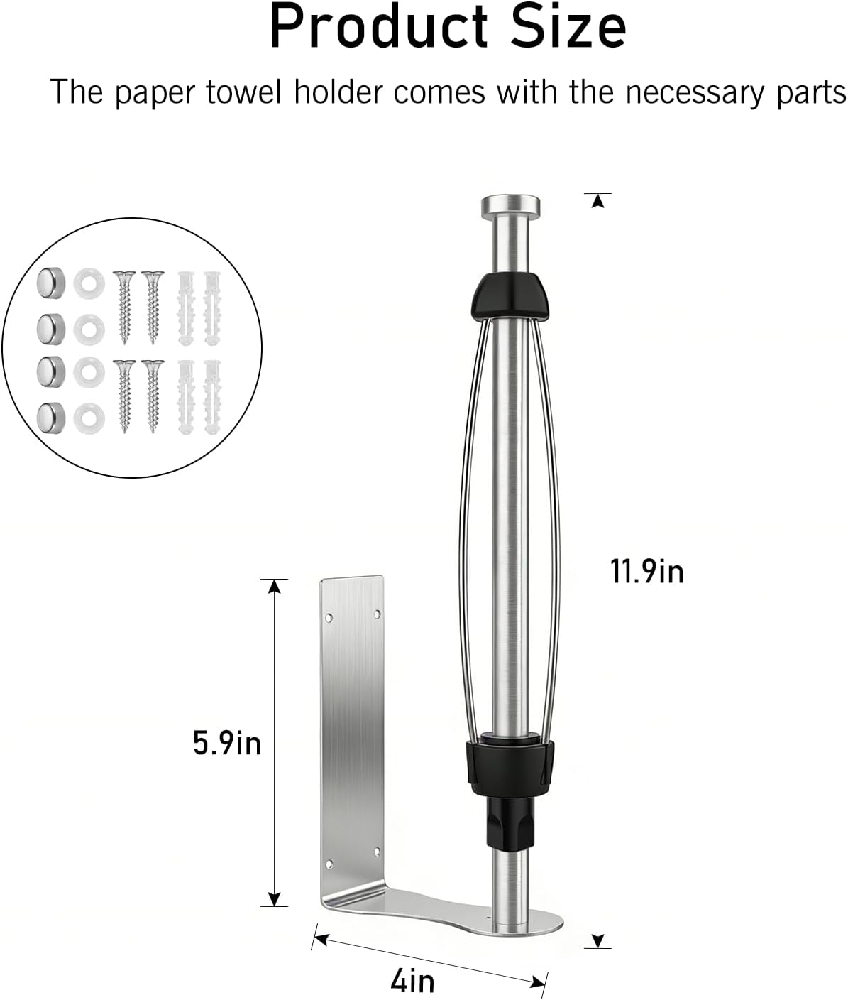 Soporte para toallas de papel SetSail con amortiguador ajustable para cocina y baño