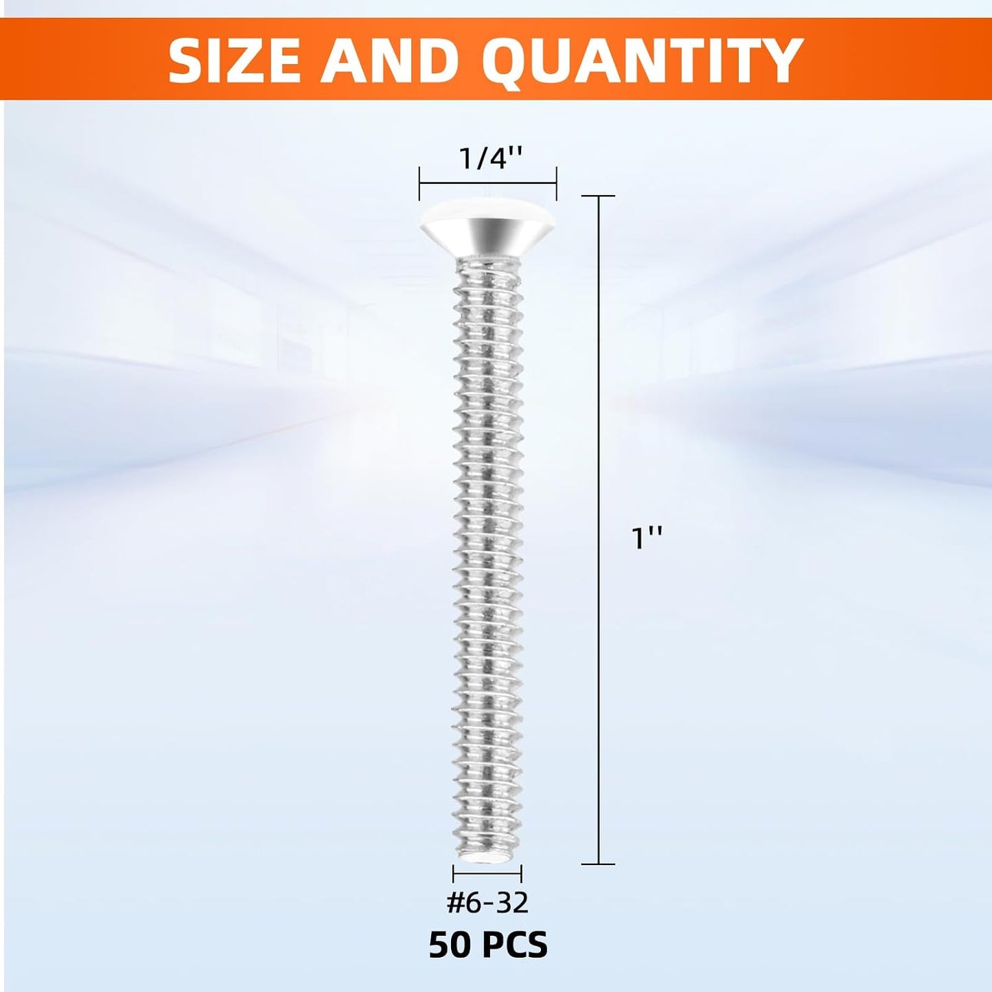 Tornillos placa pared ranura fresada #6-32 x1 50uds