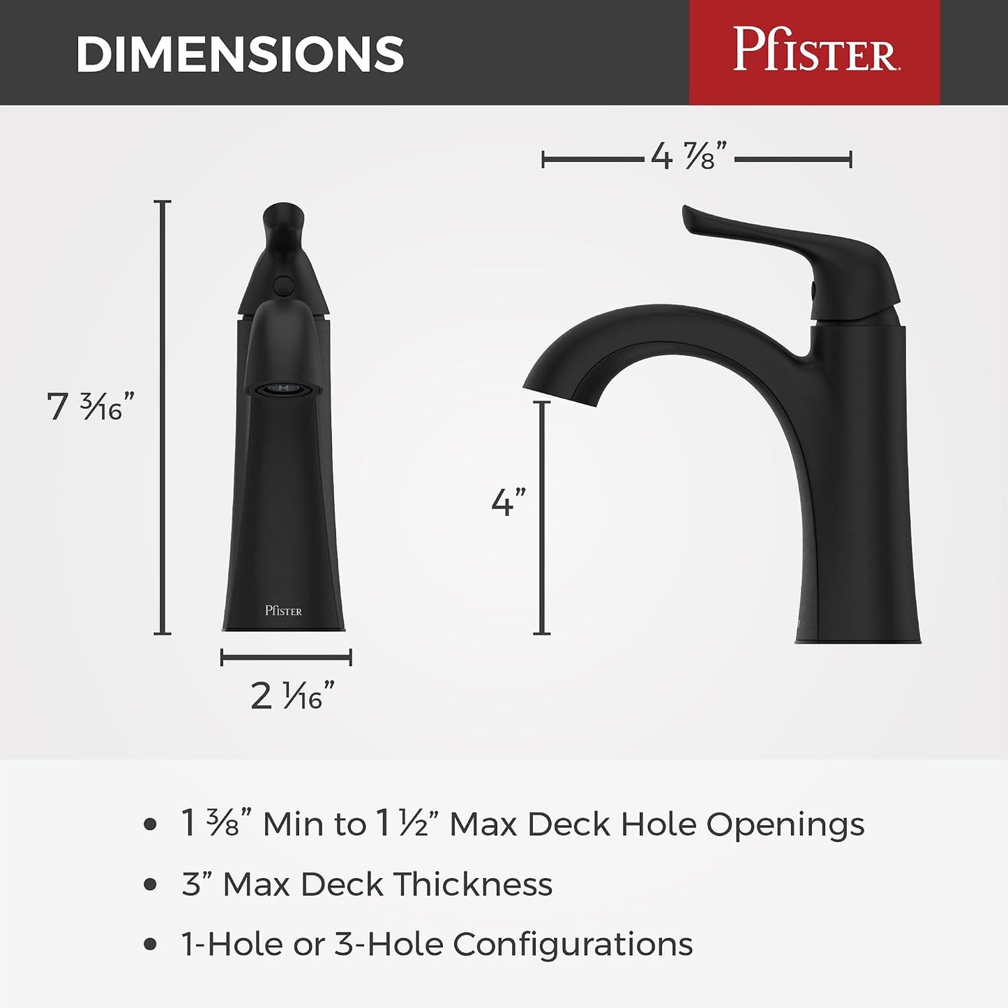 Grifo baño una manija 1 agujero negro mate NSF certificado