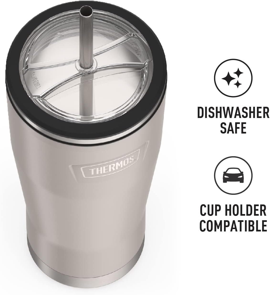 Vaso térmico acero inox con tapa pajita 24oz arenisca
