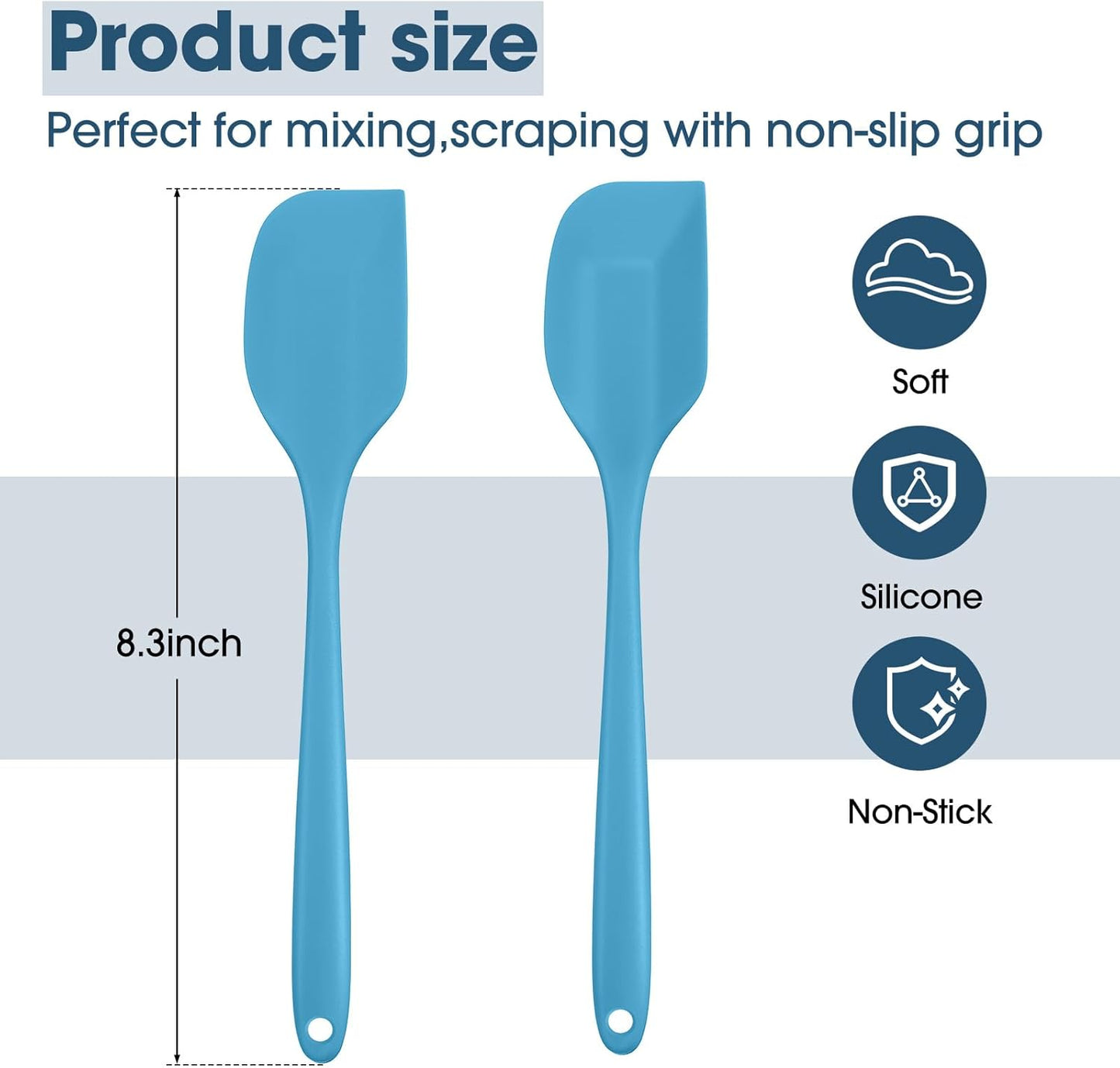 24 Pzas Espátulas Silicona 8.3pulg Antiadherentes Cocina