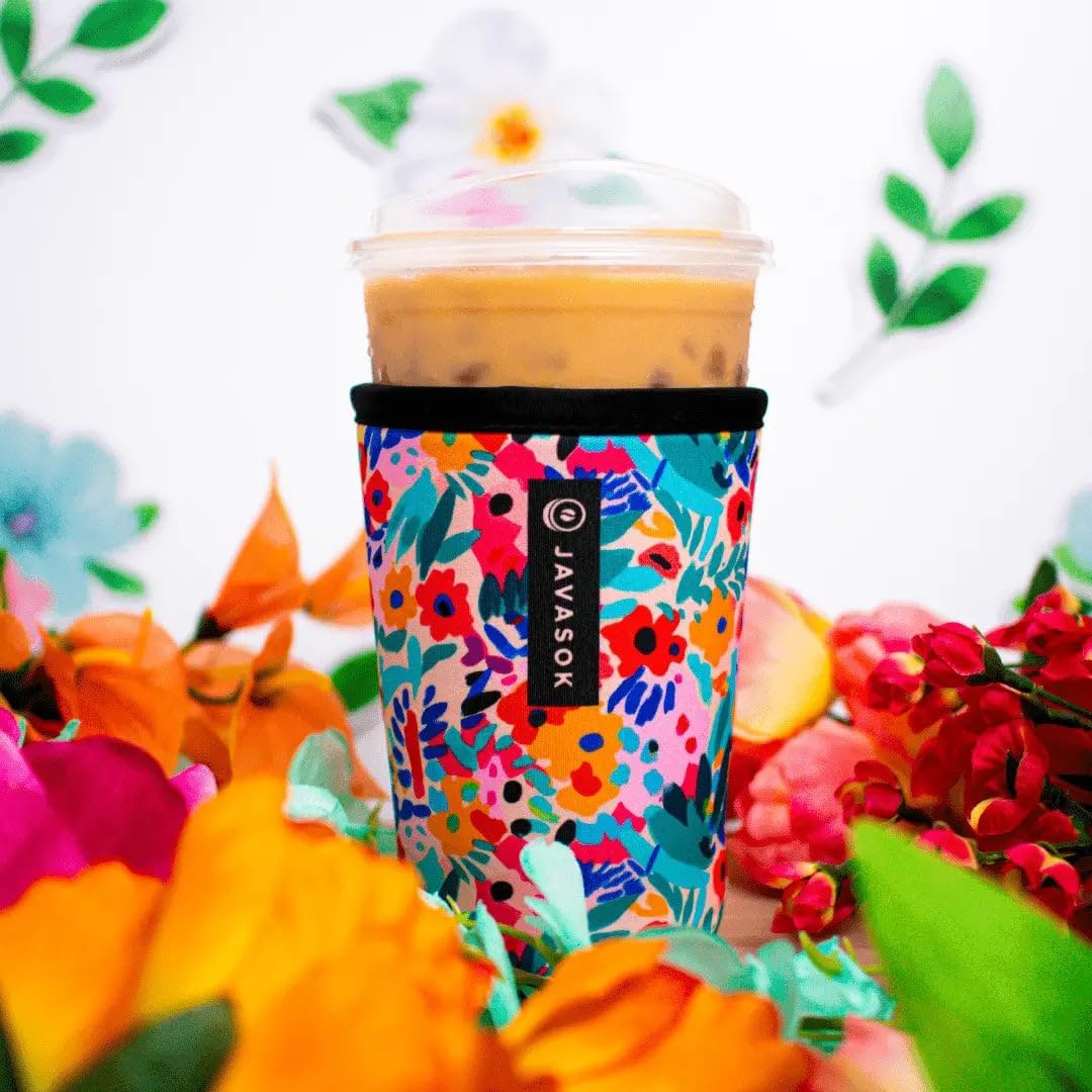 Funda neopreno taza café helado 16-20oz Floral