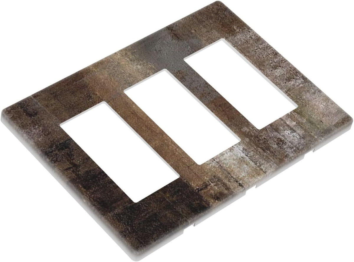 Placa interruptor decorativa 3 bandas marrón gris/blanco