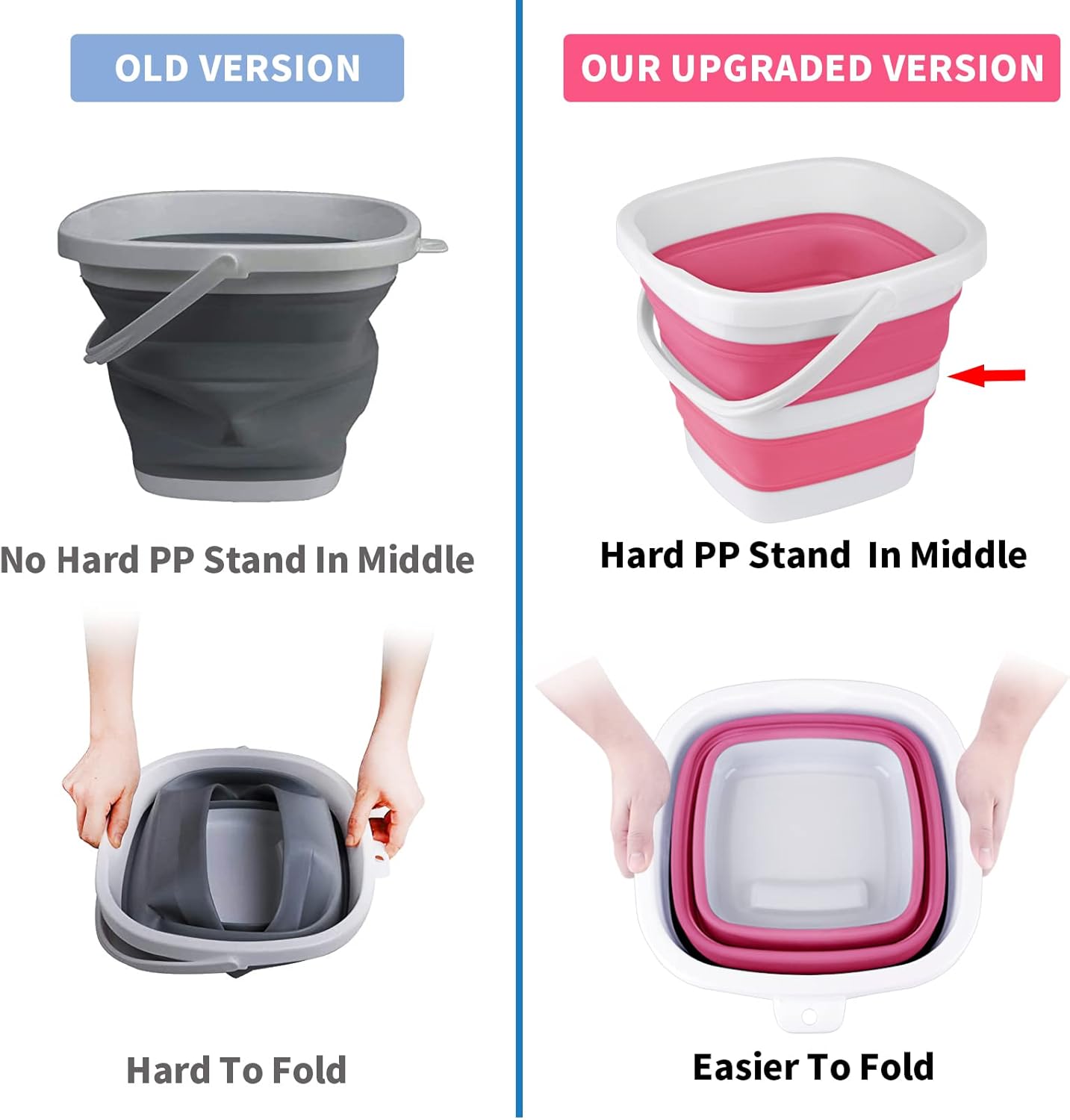 2 Cubos Plegables 5L Plástico para Hogar y Camping