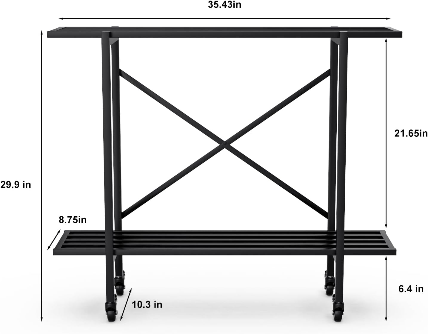 Soporte plantas 2 niveles metal 35x10x30pulg 440lbs
