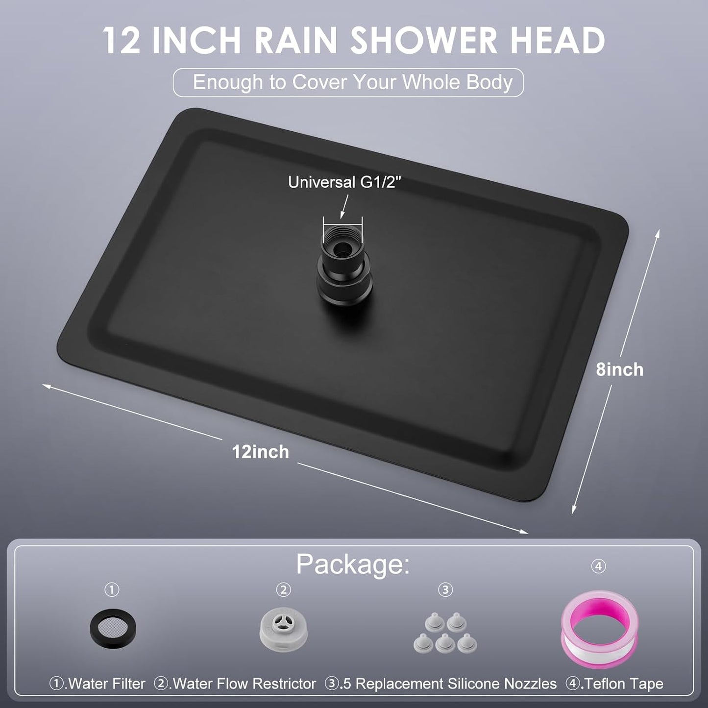 Cabezal ducha lluvia 12x8pulg acero inox 304 112 boquillas