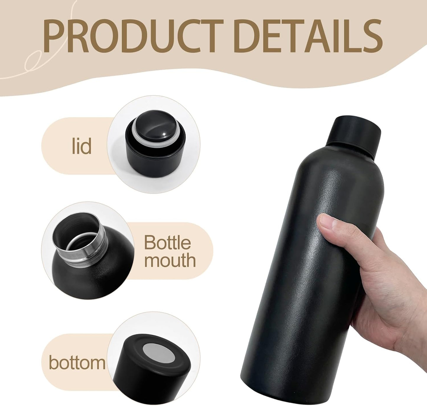 16 Botellas Agua Aisladas Acero Inox 17oz Doble Pared Blanco