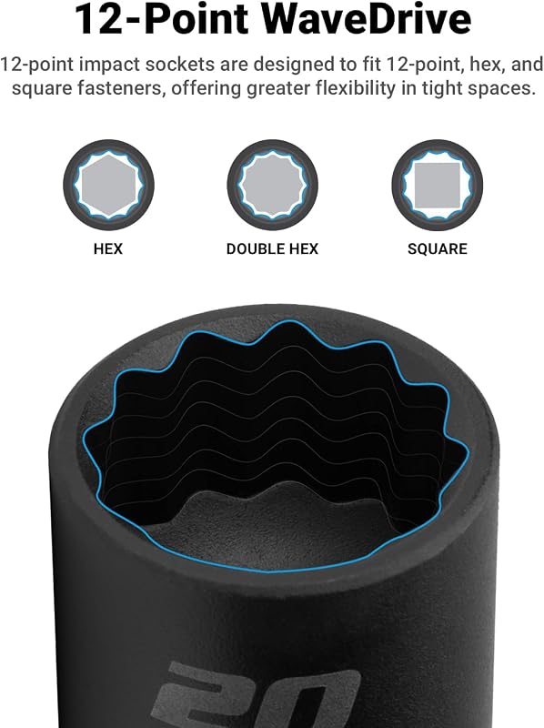 Set dados impacto 3/8" SAE 5/16-1" 12pzas