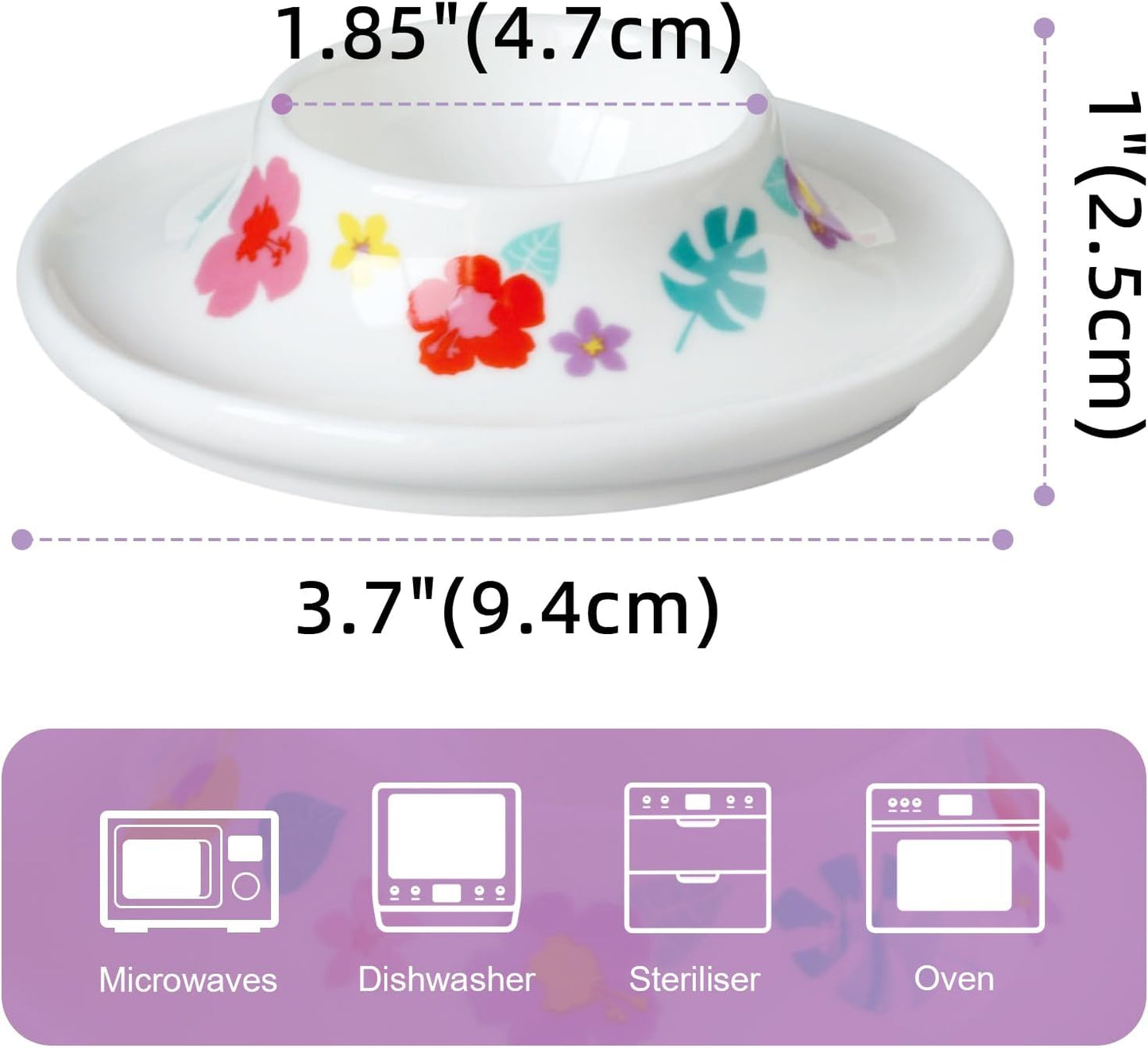 2 Pzas Soportes Cerámica Huevos Pascua Diseño Flores Hawaii