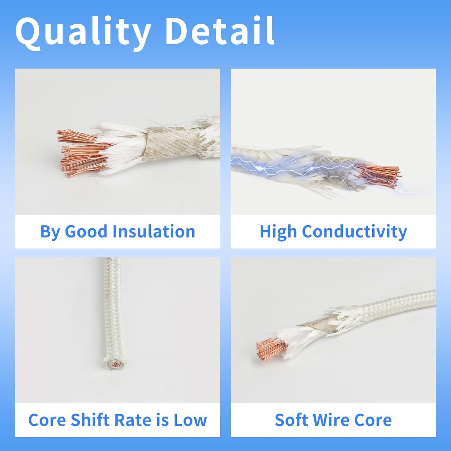 Cable fibra mica 14 AWG 14-16.4 pies resistente calor