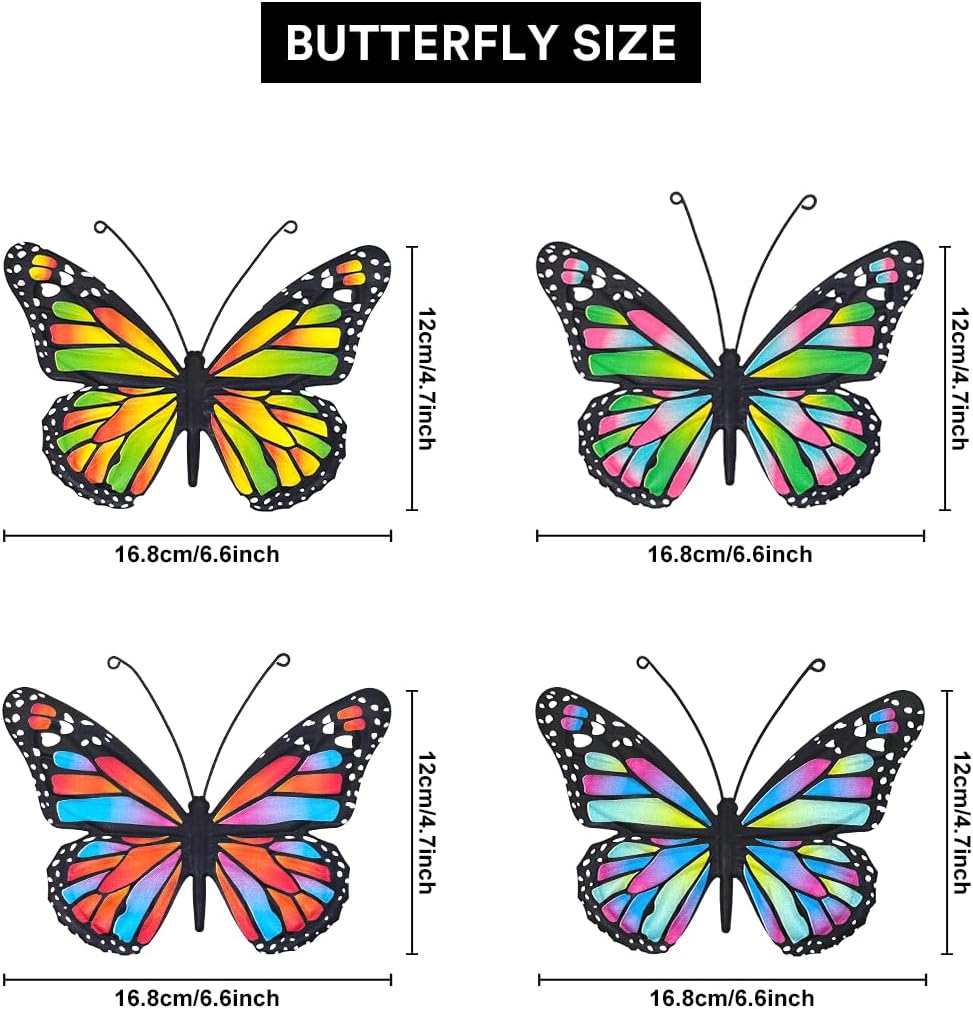 4 Mariposas metal decoración paredes