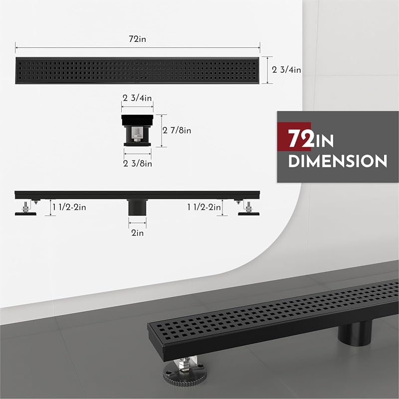 Drenaje ducha 72pulg rectangular SUS304 negro mate