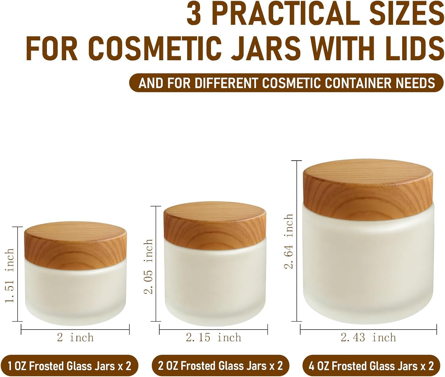 6 Pzas Frascos Vidrio Cosméticos con Tapas Madera 1-4oz