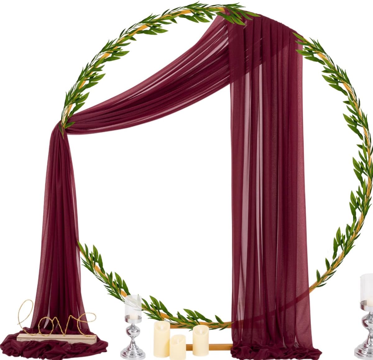 2 Cortinas transparentes burdeos 29" x20pies eventos