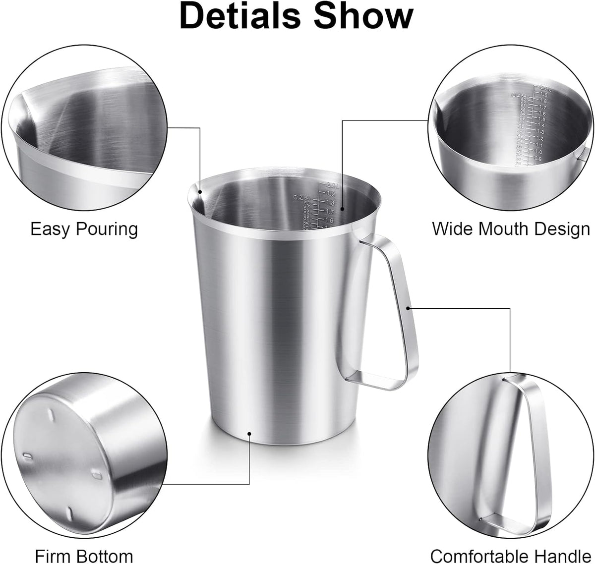 3 Tazas Medidoras Acero Inox 2/4/8 Tazas 16/32/64oz