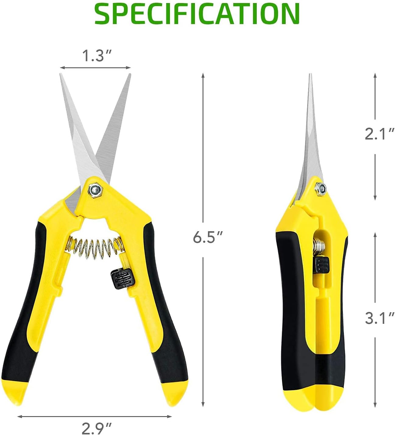 Tijeras jardinería 6.5pulg acero inox afiladas amarillo set 3