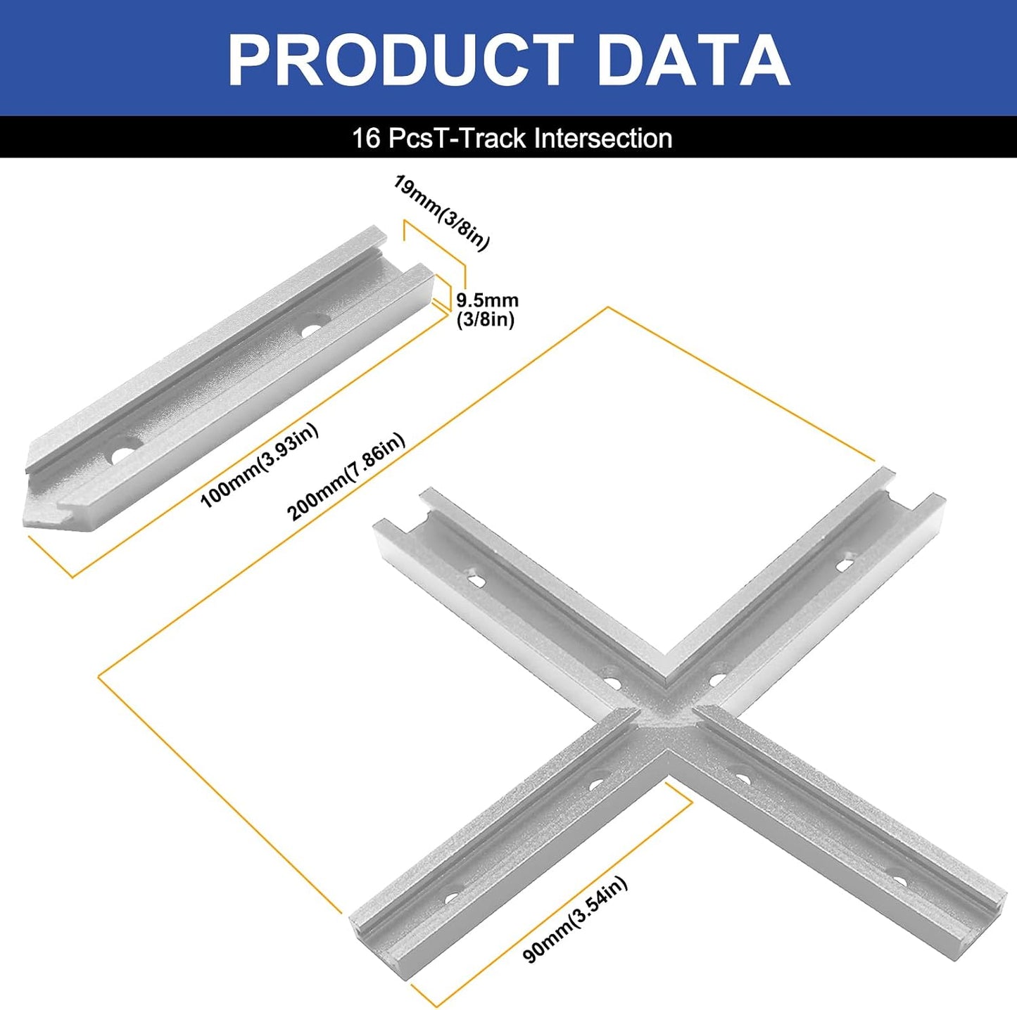 4set T-Track intersección kit aluminio carpintería