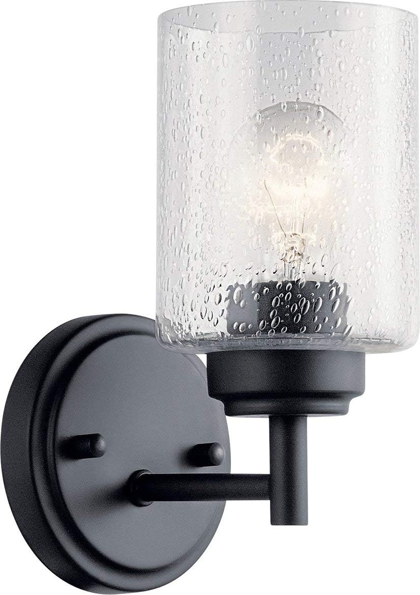 Aplique pared 9.25pulg vidrio transparente negro