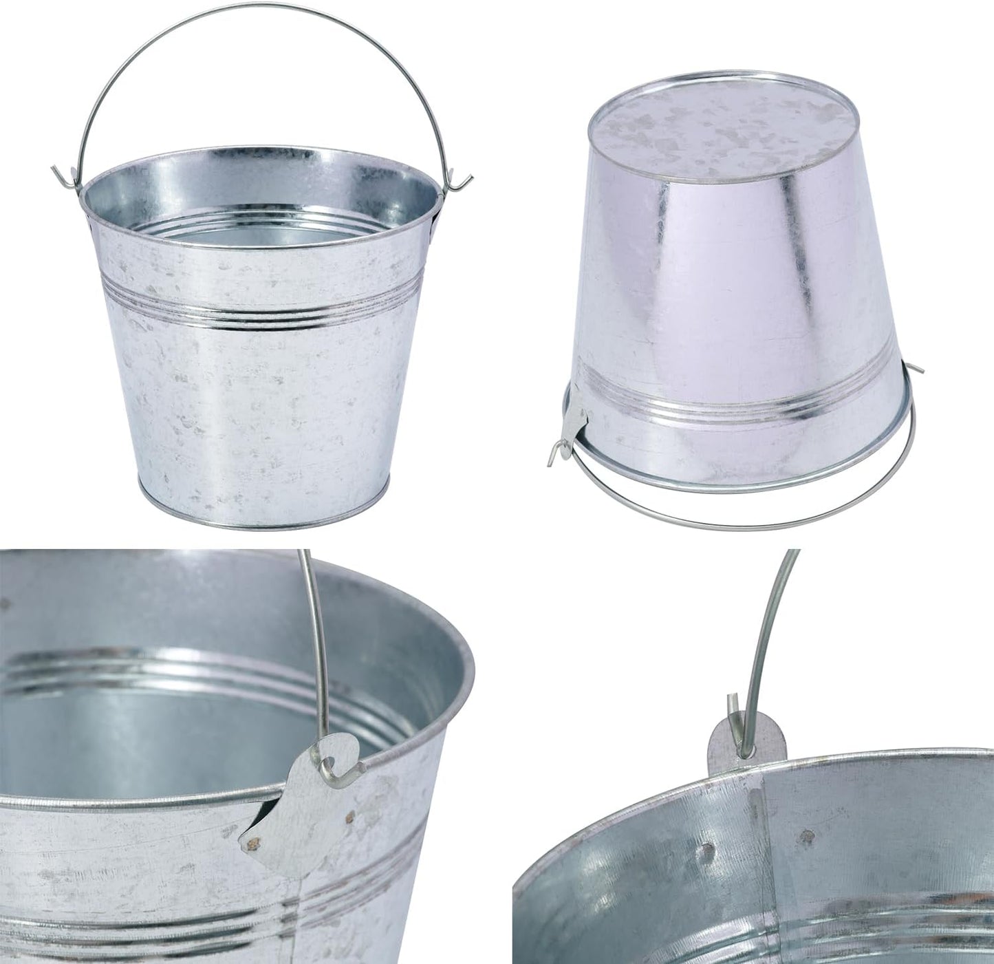 15 Cubos Metal Galvanizado 6pulg Asas Decoración Fiesta Hogar