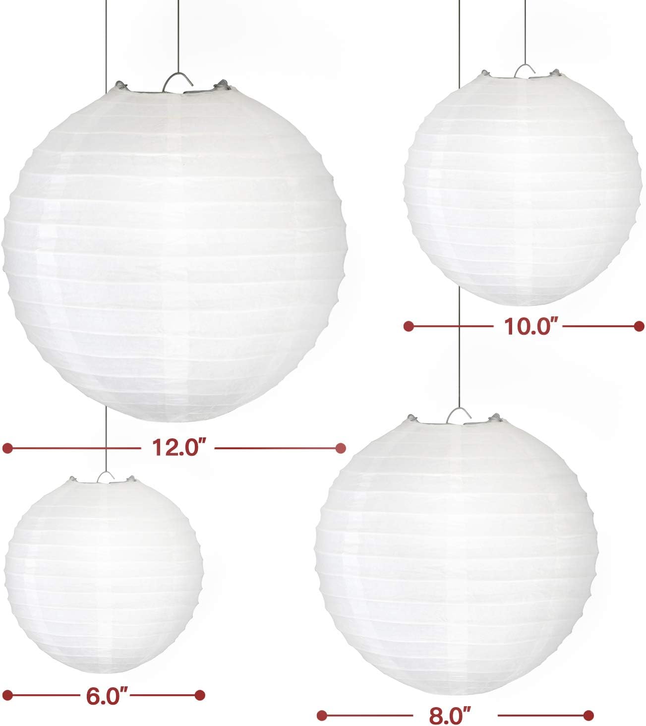 Faroles papel blanco 10pulg pack 10 decoración hogar boda