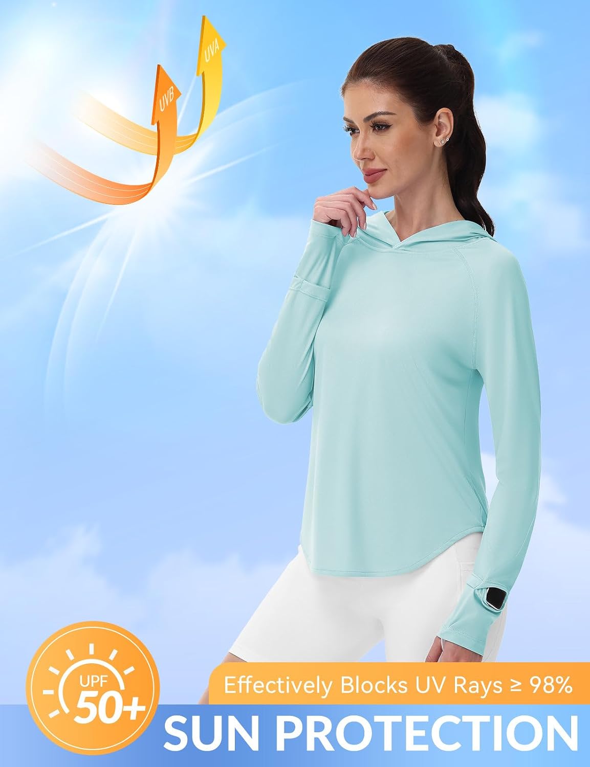 Camisa UV mujer UPF 50 manga larga deporte al aire libre