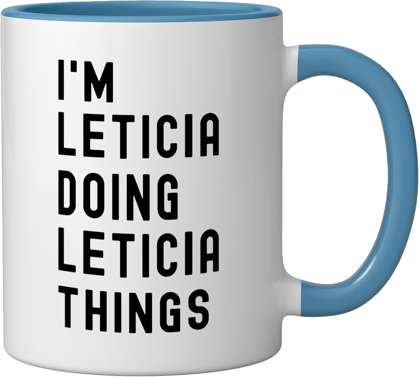 Taza Cerámica Leticia Cosas de Leticia Azul/Blanco