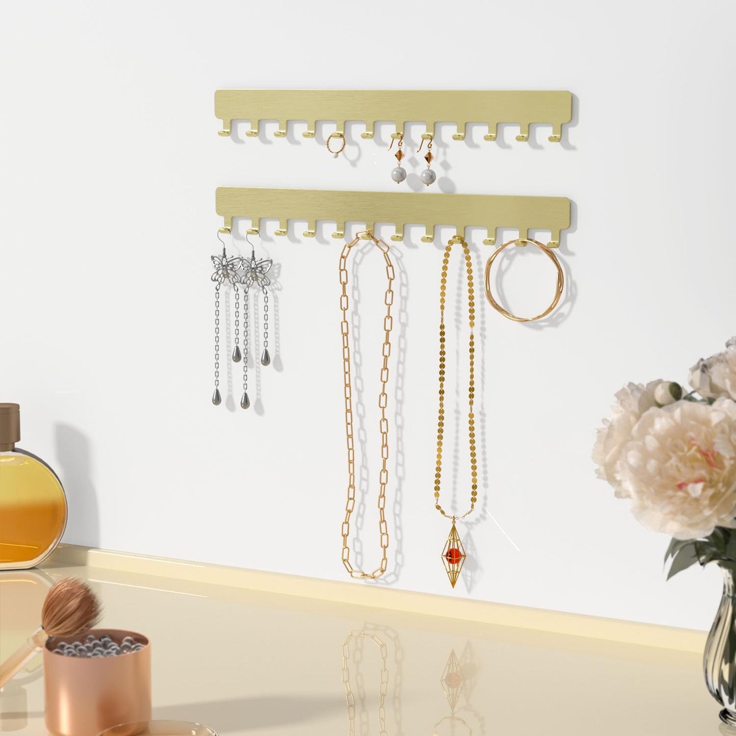 Organiz. joyas colgante para collar autoadhesivo dorado set