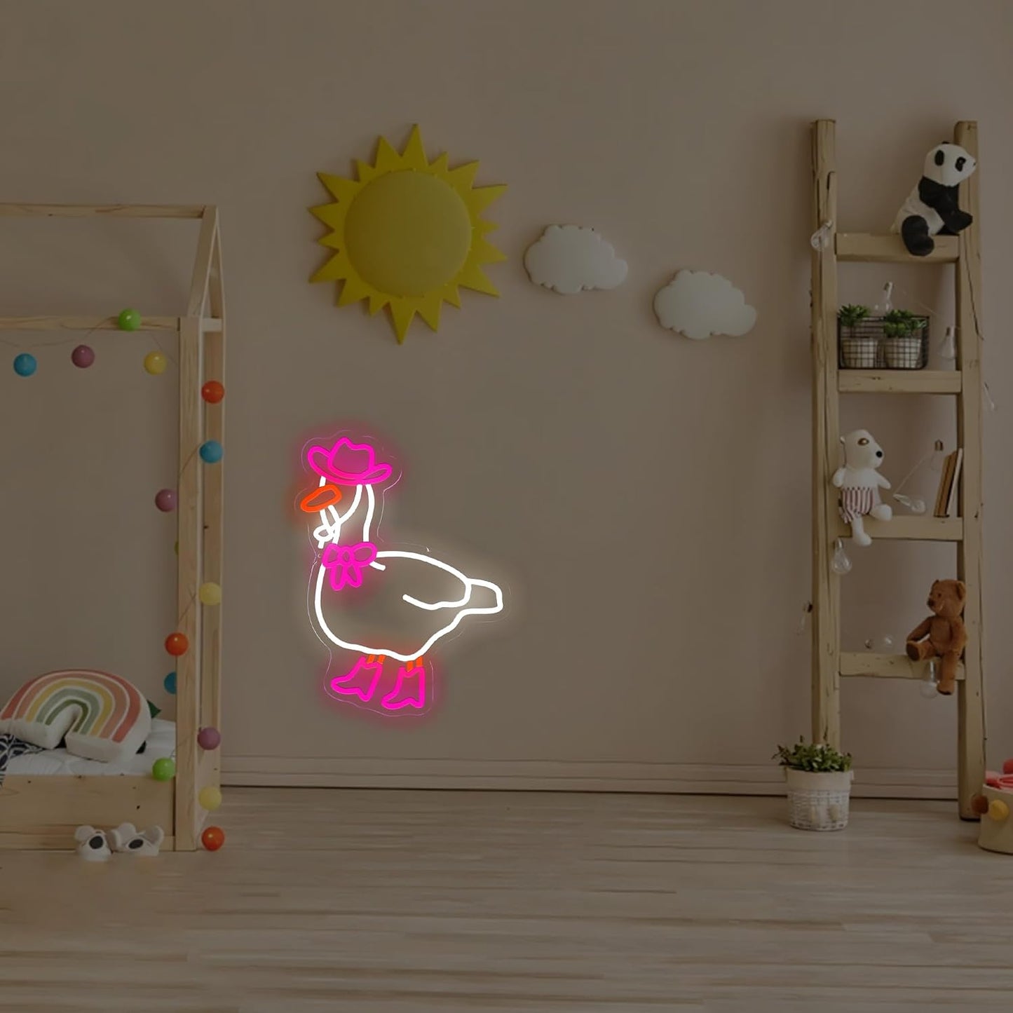 Señal neón ganso rosa LED USB dormitorio fiesta