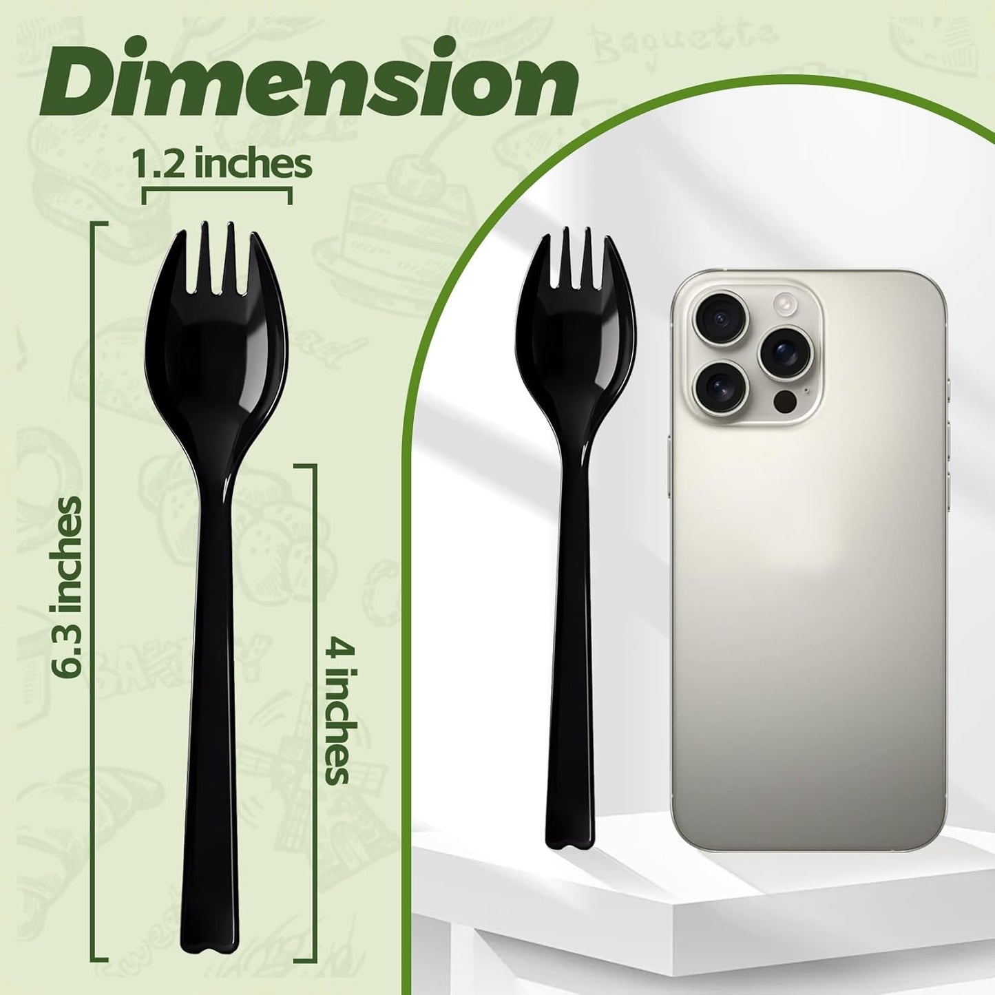 Juego de 50 cucharas y tenedores plásticos largos para restaurantes y eventos