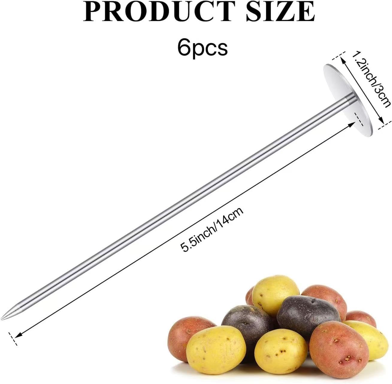 6 Pinchos Acero Inox 5.5pulg Para Hornear Patatas