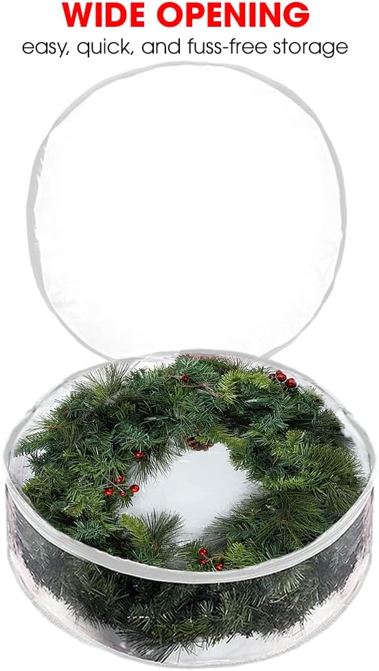 Bolsa almacenamiento coronas Navidad 36" set 2 transparentes
