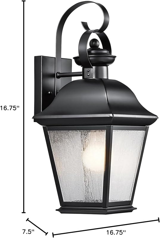 Lámpara pared exterior 16.75pulg 1 luz cristal semillado