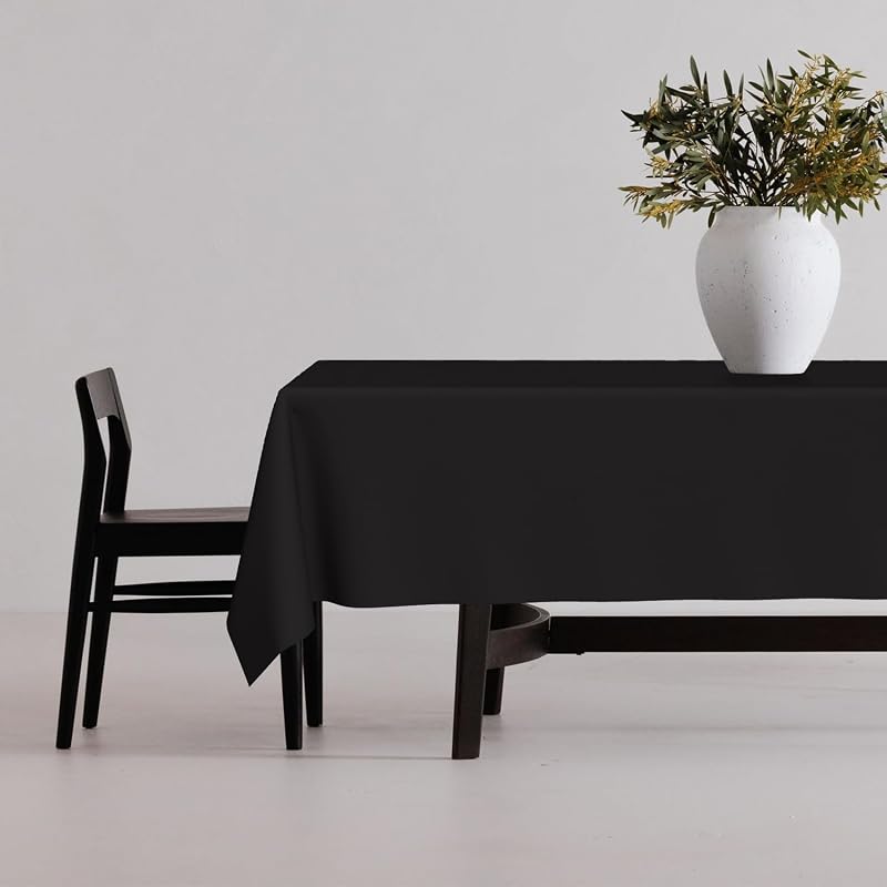 Mantel Negro Rectangular 60x84pulg Resistente Poliéster