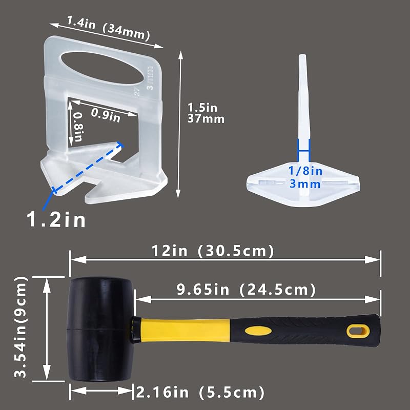 Sistema nivelación azulejos 1/8" 6500pzas martillo goma 16oz