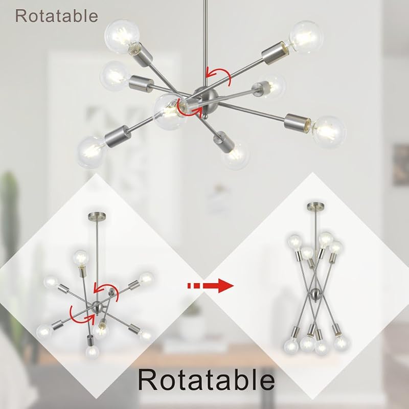 Lámpara de techo Sputnik 8 luces níquel cepillado