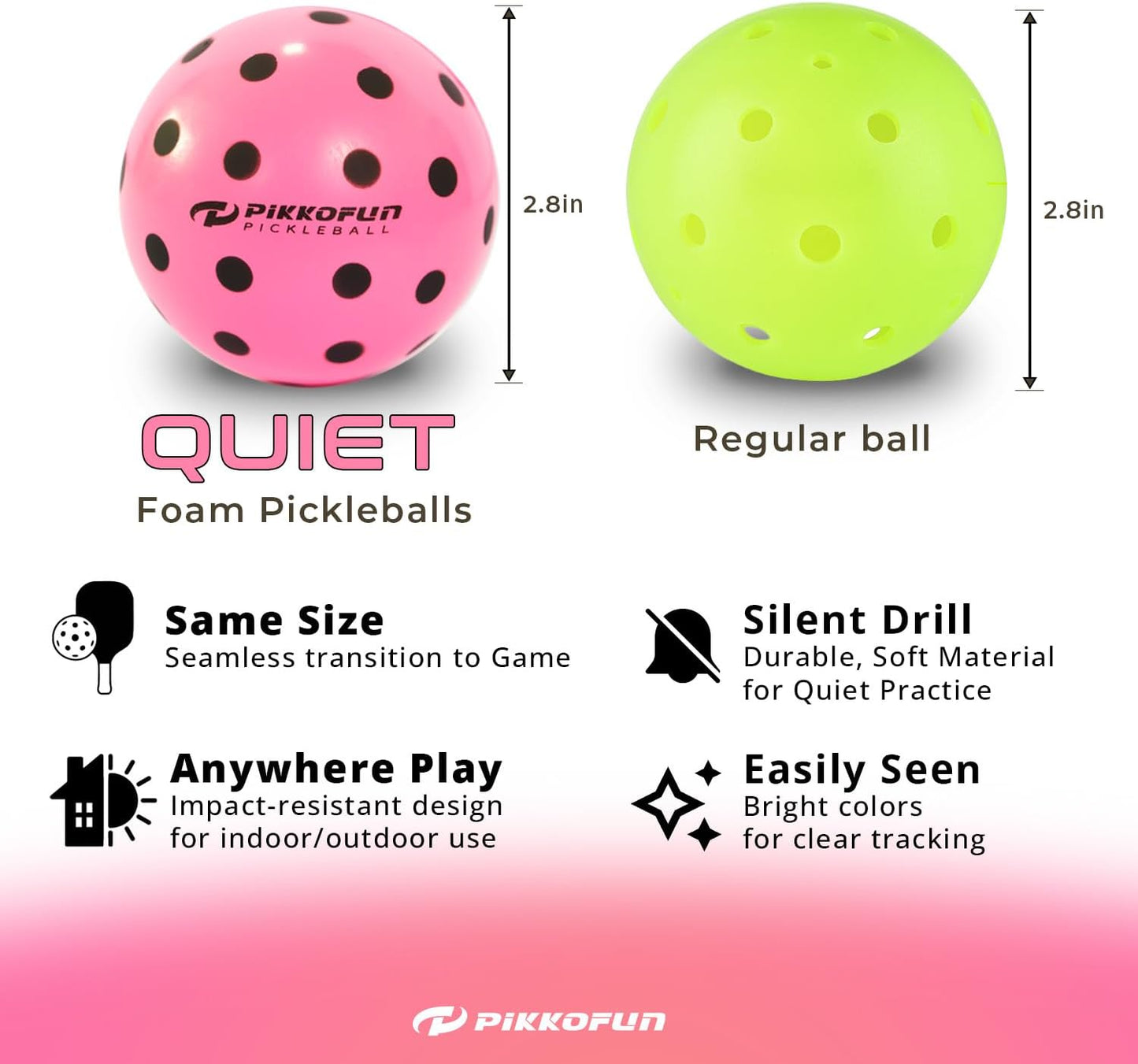Bolas pickleball foam silenciosas 3 en 1