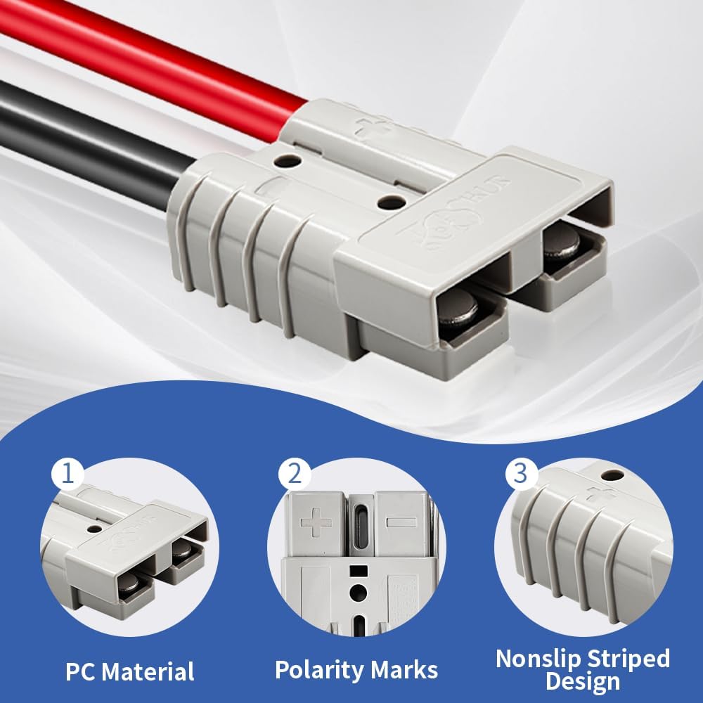 2 Pzas Conector Batería 50A 10AWG para Autos