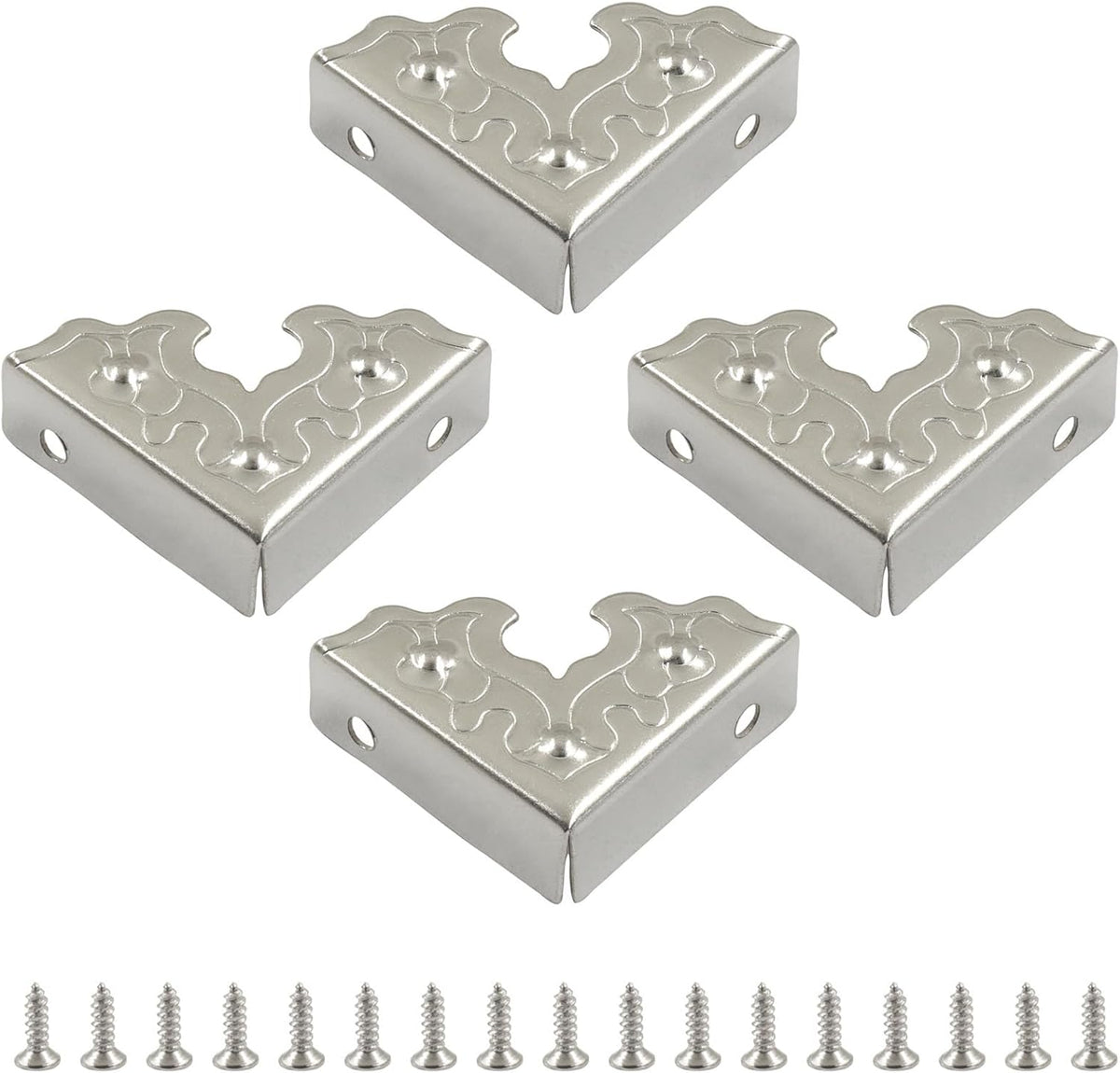 24 Protectores Esquina Metal Plateado Vintage