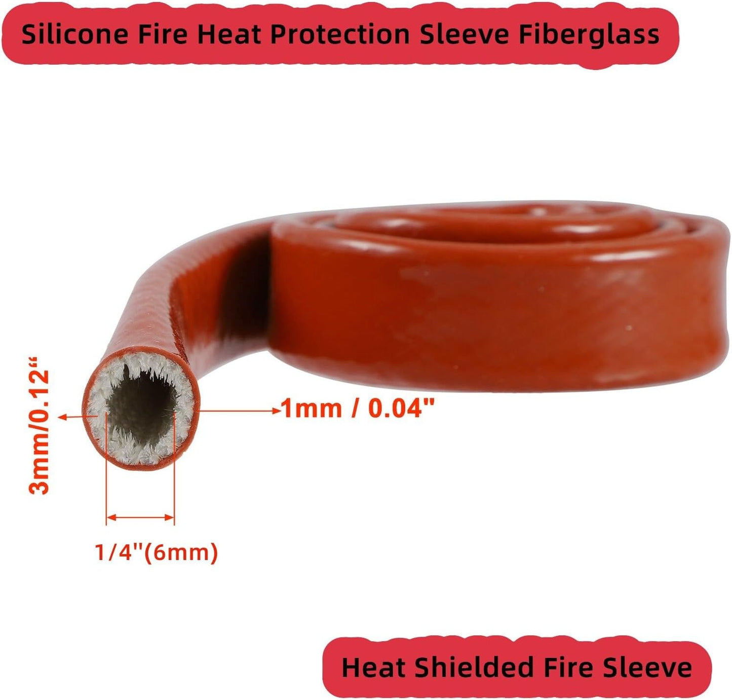 Funda protección incendios 1/4" 5ft fibra vidrio silicona