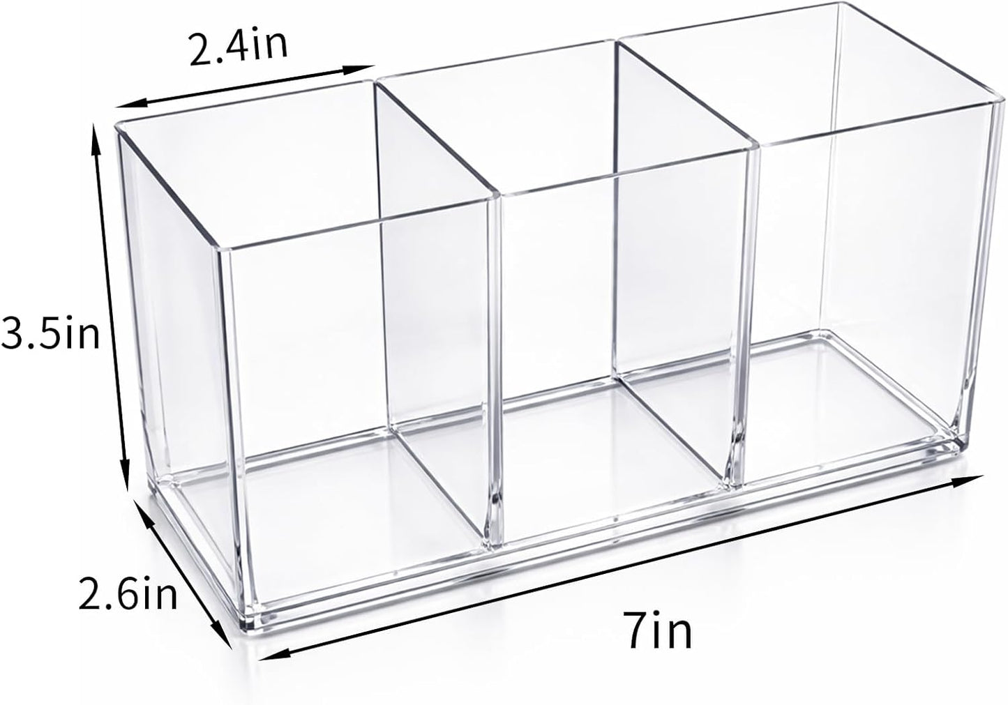 Organizador de bolsas de té en caja plástica transparente con 3 compartimentos
