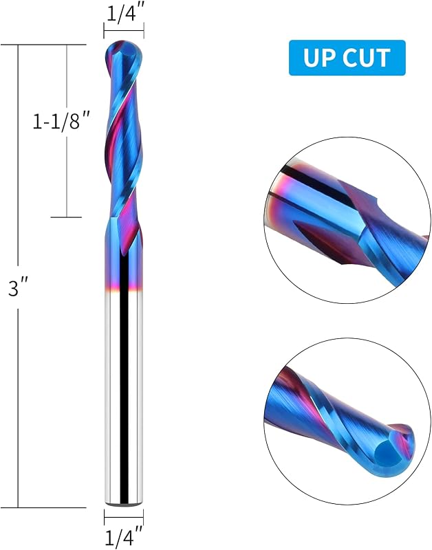 Broca fresado CNC carburo 1/4pulg madera NACO azul
