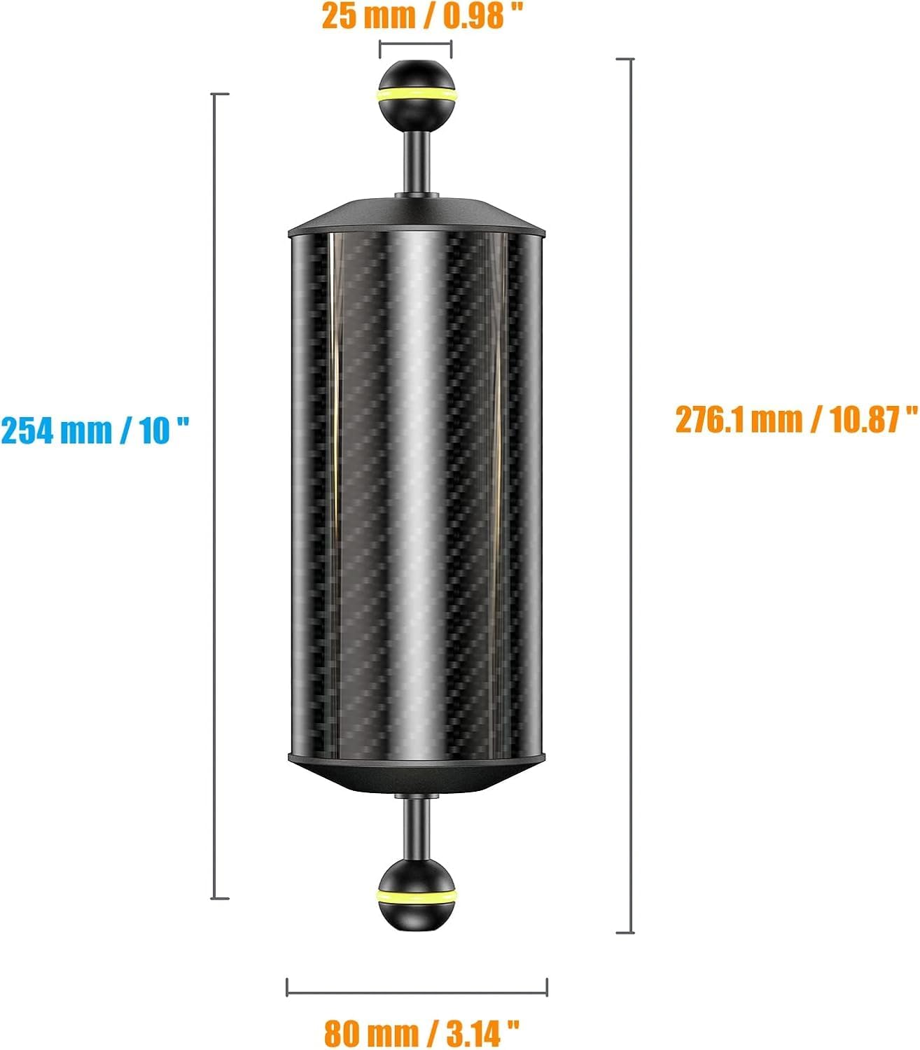 Brazo flotante fibra carbono 10'' para buceo con luz