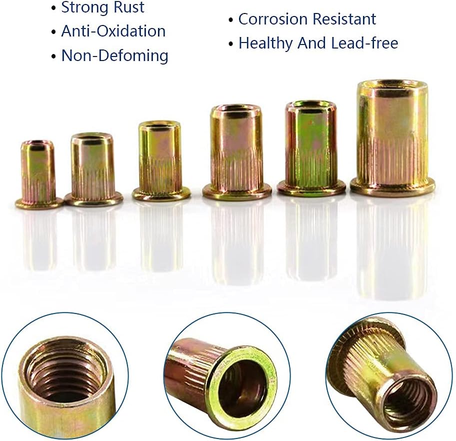 100 Pzas Tuercas Remache M5 Acero Carbono para Auto Muebles